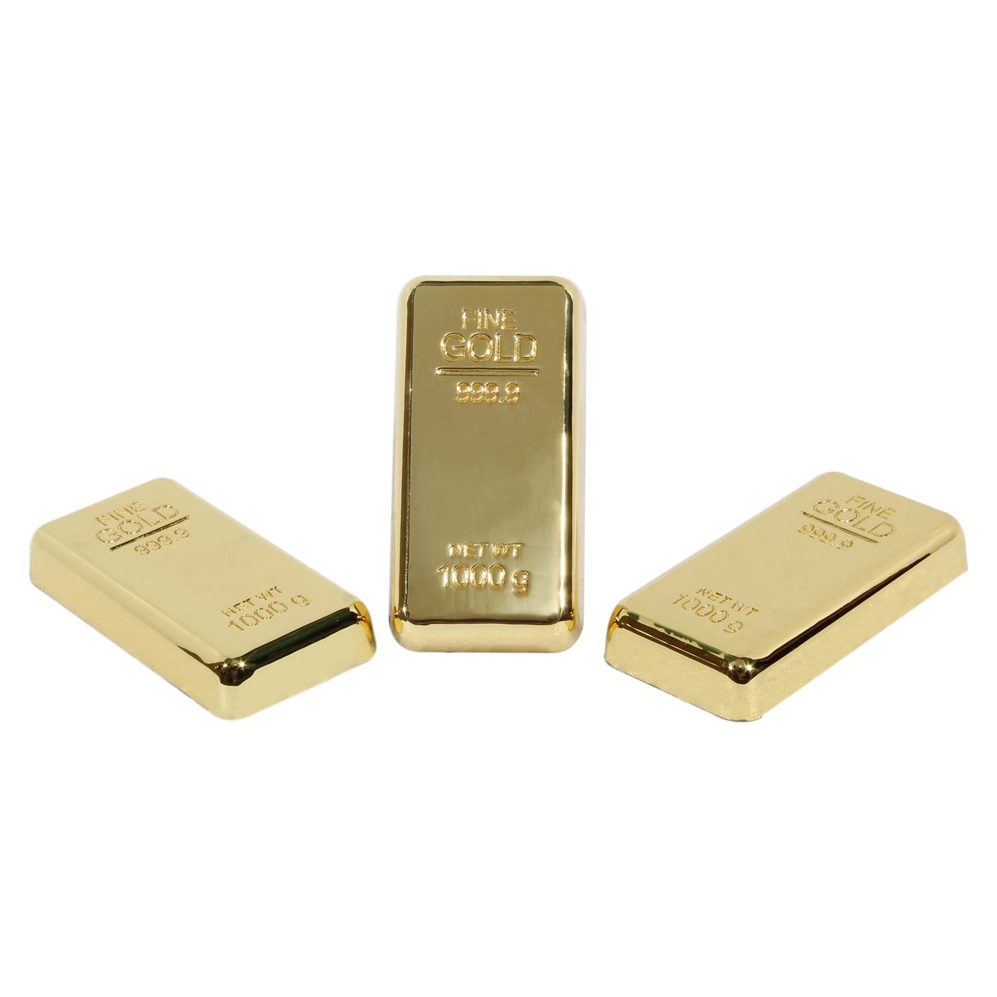 ZAHEPA Pack of 3 Fake Gold Bar Paperweights for Office Desk – Luxury Gift for Men & Women, Stylish Birthday & Anniversary Present, Elegant Jewelry Shop Decor (3.15" x 1.57" x 0.39")
