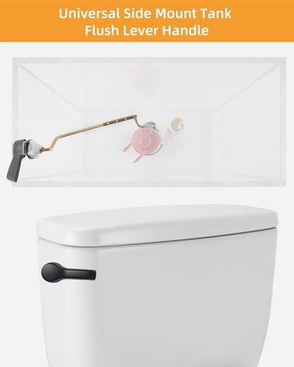 Hibbent Universal Metal Side Mount Toilet Handle Replacement Kit, Brass Toilet Flush Tank Lever with Stainless Steel Flapper Chains for Most Toilets, Oil-Rubbed Bronze