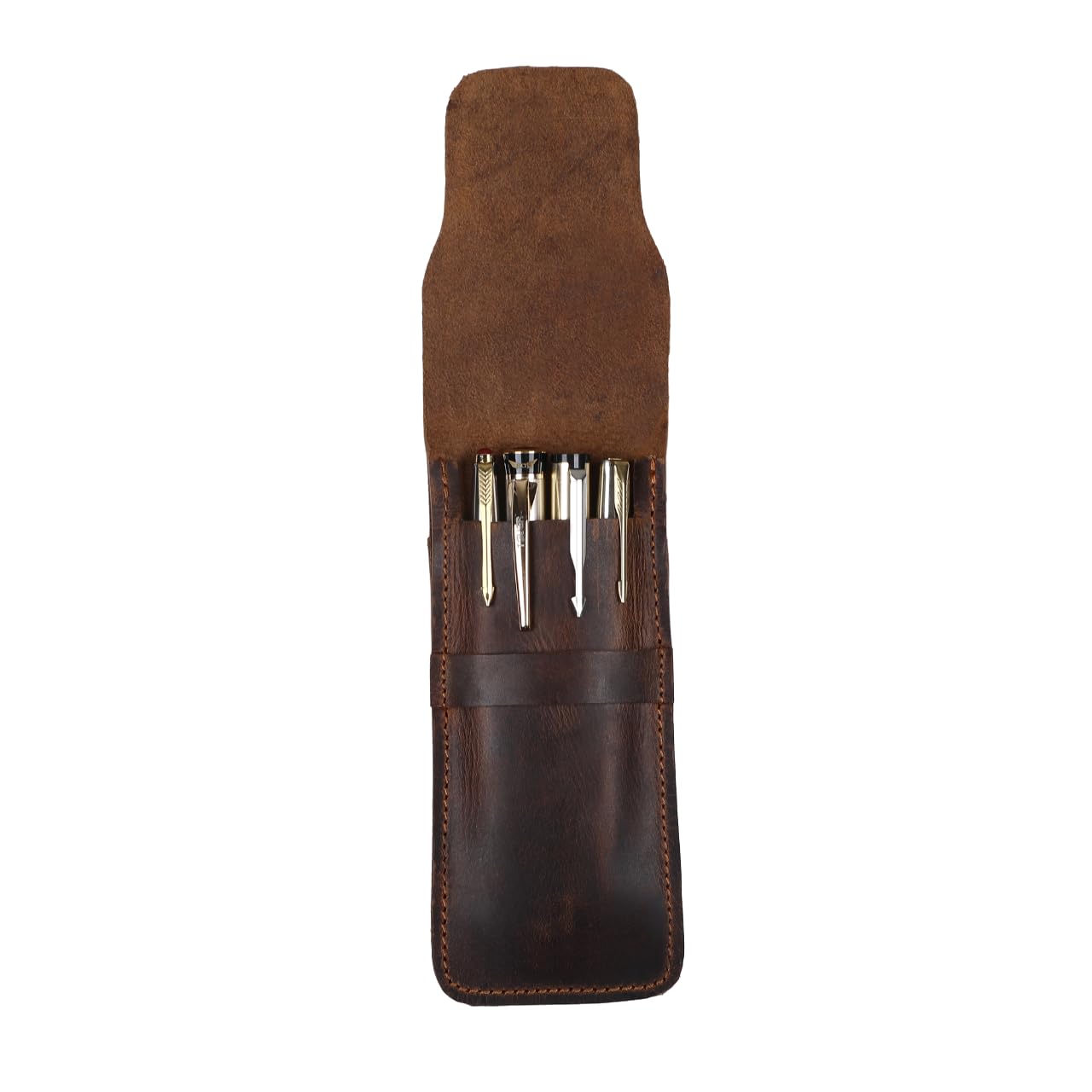 CestAntiQ Leather Pen Case - Handmade Executive Pen Holder - Professional Fountain Pen Organizer Pouch Brown