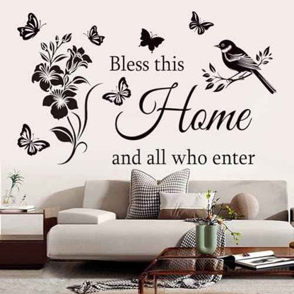 Family Inspirational Wall Stickers Quotes Bless This Home and All Who Enter Words Design Vinyl Decal Quote Wall Decor Stickers Motivational Quotes for Bedroom.