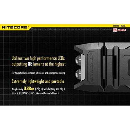 Nitecore Thumb 85 Lumens USB Rechargeable White & Red LED Keychain Light - Tiltable Work Light with Clip and a LumenTac USB Charging Cable