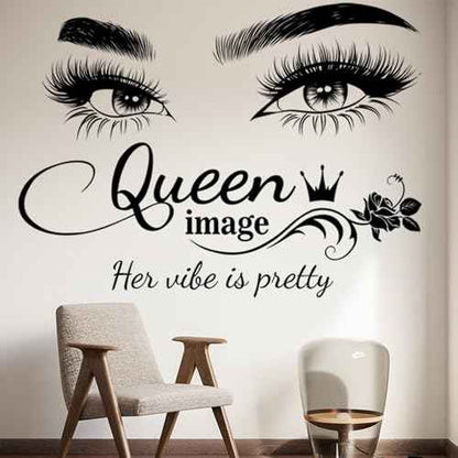 Eyelash Wall Decals for Bedroom Queen Eye Quotes Decor Murals for Living Room Lash Room Decor Stickers 3D DIY Art Decorations Peel and Stick