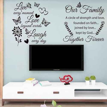 4 Set Family Stickers Vinyl Quote Decals Family Lettering Decals Inspirational Saying Stickers Wall Decor for Living Bedroom Wall Decorations