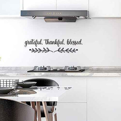 Vancetyno Grateful Thankful Blessed Vinyl Wall Decal Inspirational Quote Wall Art Mural Kitchen Dining Room Decal Home Decor
