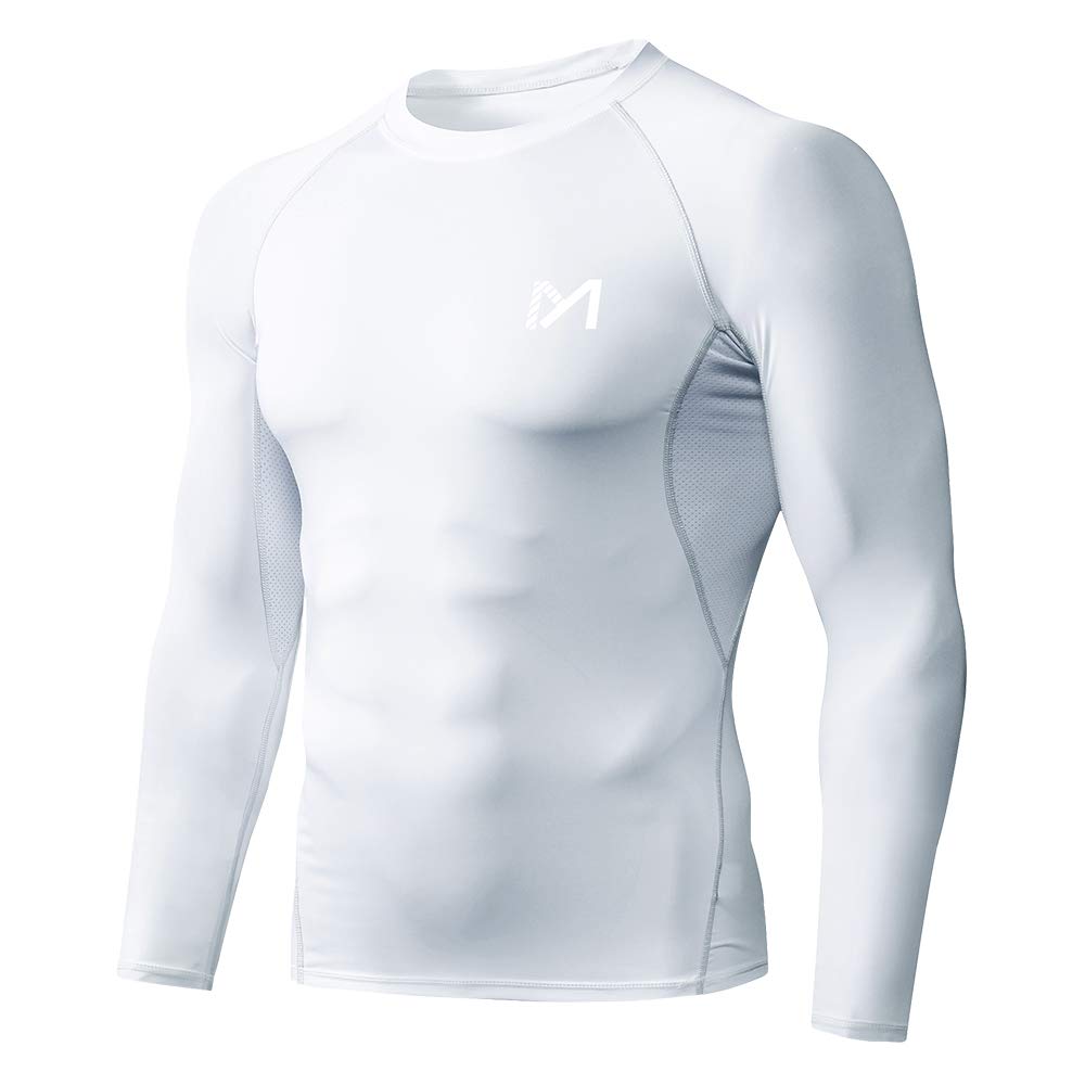 MEETYOO Men's Compression Shirt, White, XX-Large