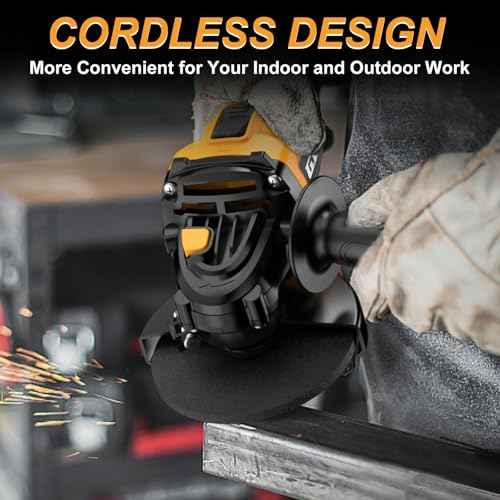 Cordless Angle Grinder Compatible with Dewalt Battery 20V Max, 4-1/2 Inch Power Electric Angle Grinder Tool with Handle, 6 Discs for Grinding, Cutting, Polishing