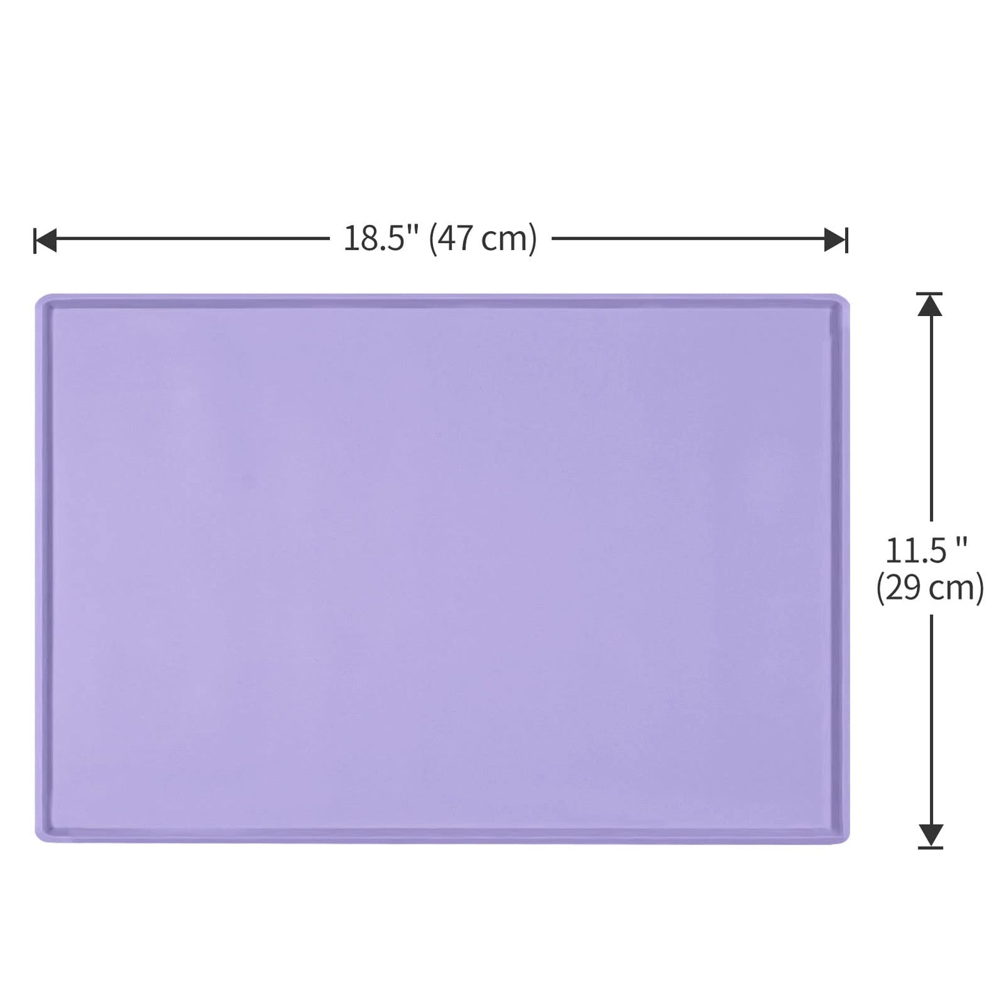 EIOKIT Dog Food Mat,Silicone Waterproof Food Tray,Non Slip Pet Bowl Mats Placemat,0.6" Raised Edge,Suitable for Most Small and Medium Sized Pets,18.5" x 11.5"