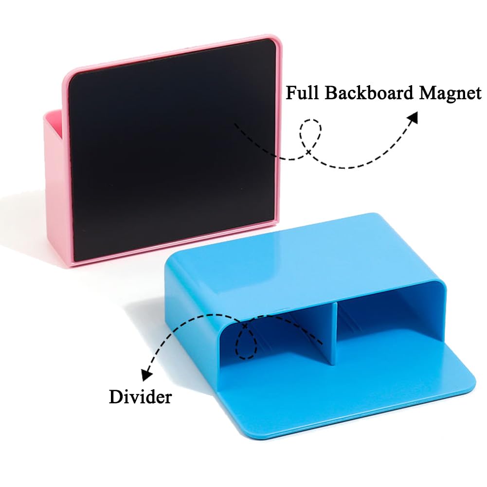 OPTSPTOY Magnetic Marker & Chalk Pen Holder Combo Set - Large & Small Organizers + Eraser for Whiteboard, Blackboard, Fridge, Metal Locker, Cabinet (White)