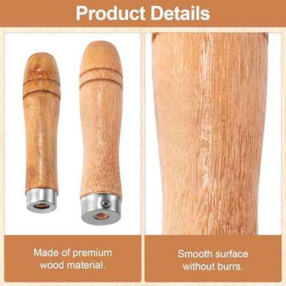 Wooden File Handle with Strong Metal Collars 10pcs, 5pcs Medium Wooden Handle for 6"-8" File and 5pcs Large Wood Handle for 10"-12" File, Screwdriver Hand Drill File Handle Cutting Tool Craft