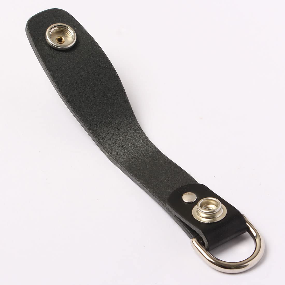 Ruth&Boaz Handmade Italian Vegetable Leather Belt Loop Keychain Keyring (A-black-silver)