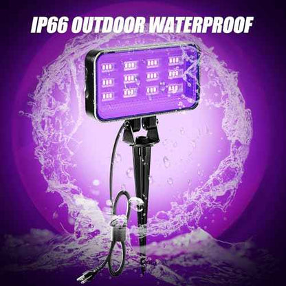 30W Halloween Black Light Spotlight Outdoor High Power LED Outdoor Black Light Spot Lights IP66 Waterproof Blacklight Spotlight 395nm Blacklight Spot Lights with Plug for Glow Party (2 Pack)