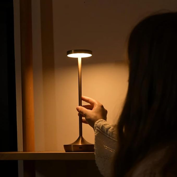 Cordless Table Lamp Rechargeable - 6000mAh LED Battery Operated Table Light - Portable Touch Dimmable Outdoor Waterproof Table Lamps for Patio Restaurant Dining (Bronze)