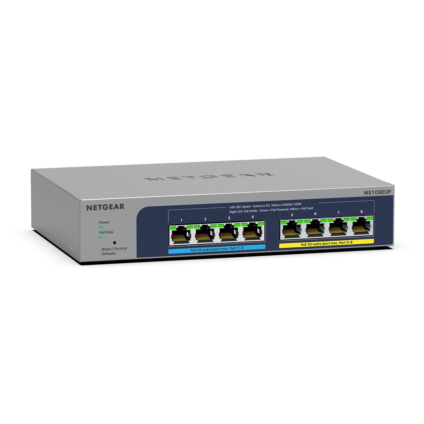 NETGEAR 8 Port PoE Gigabit Ethernet Easy Smart Managed Essentials Switch (GS308EPP) - with 8 x PoE+ @ 123W, Desktop or Wall Mount