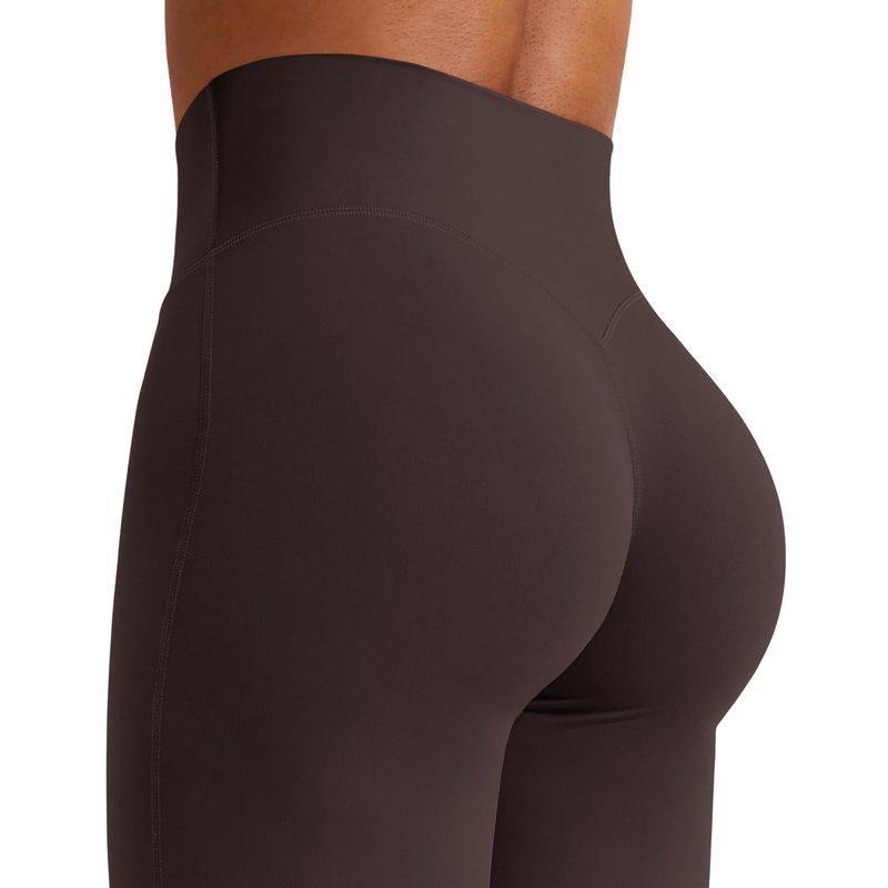 YEOREO Workout Leggings Womens No Front Seam Straight Leggings 29" High Waist Buttery Eddiy Gym Yoga Pants Dark Brown XL