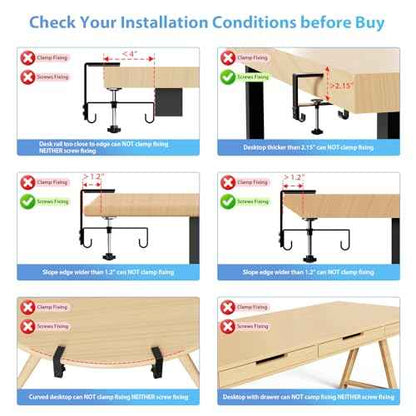 KEEGH Extra Large 48" Under Desk Cable Management Tray - Under Desk Cord Management - Clamp/Screw Mount - Support Upto 70lbs - Fabric Wire Management - Cable Raceways Tray Cord Hiders for Office/Home