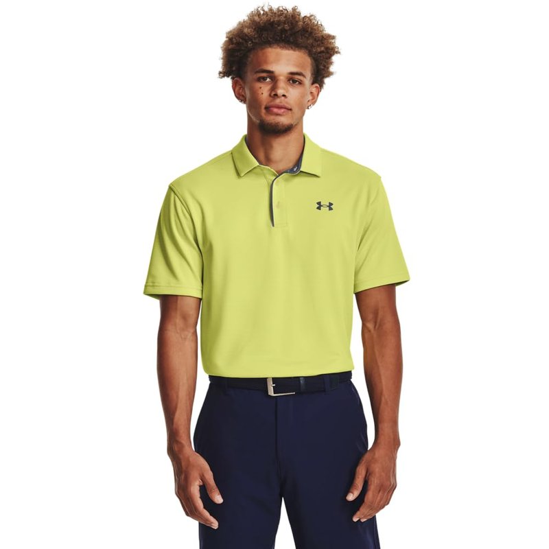 Under Armour Men's Standard Tech Golf Polo, (743) Lime Yellow / / Pitch Gray, Small
