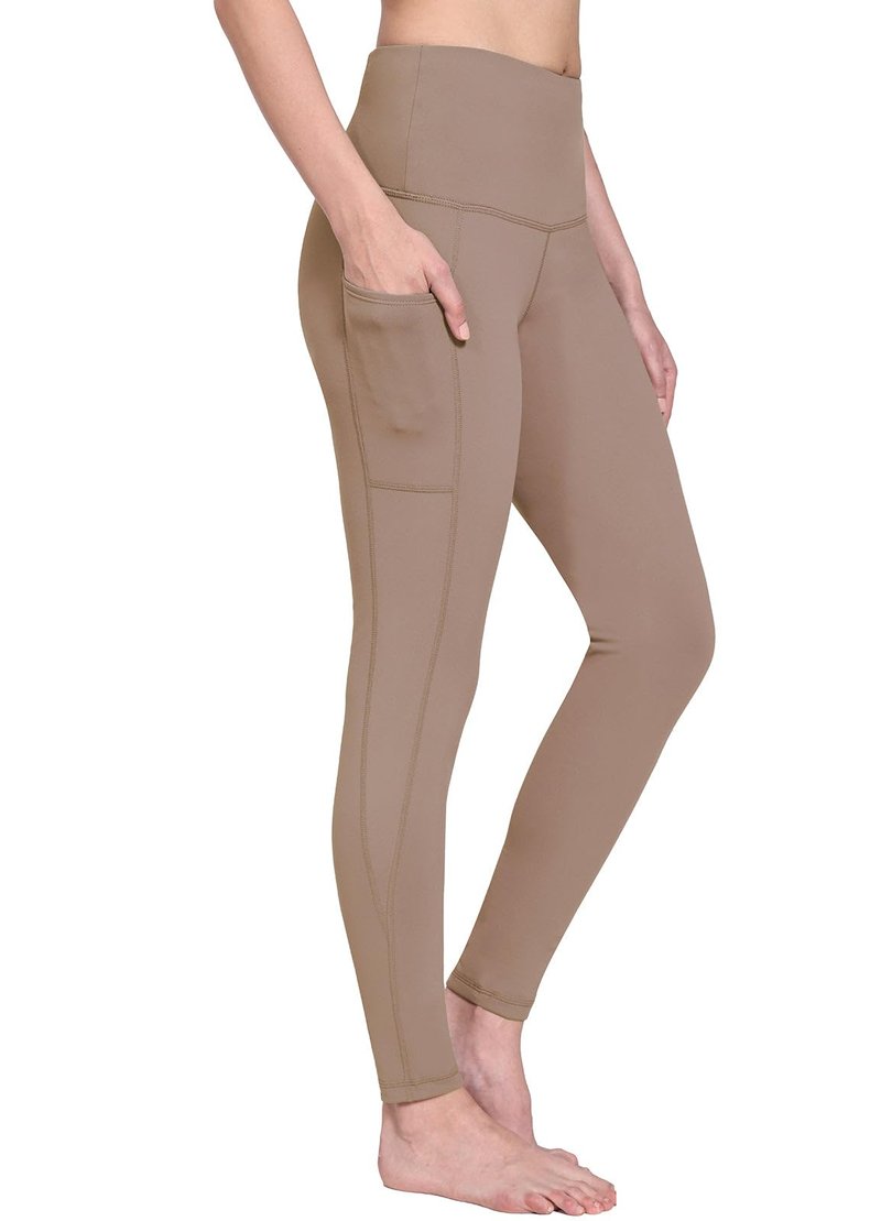 baleaf Women's Waterproof Leggings Fleece Lined Thermal Warm Winter Yoga Water Resistant Pants with Pockets Cocoa Creme XS
