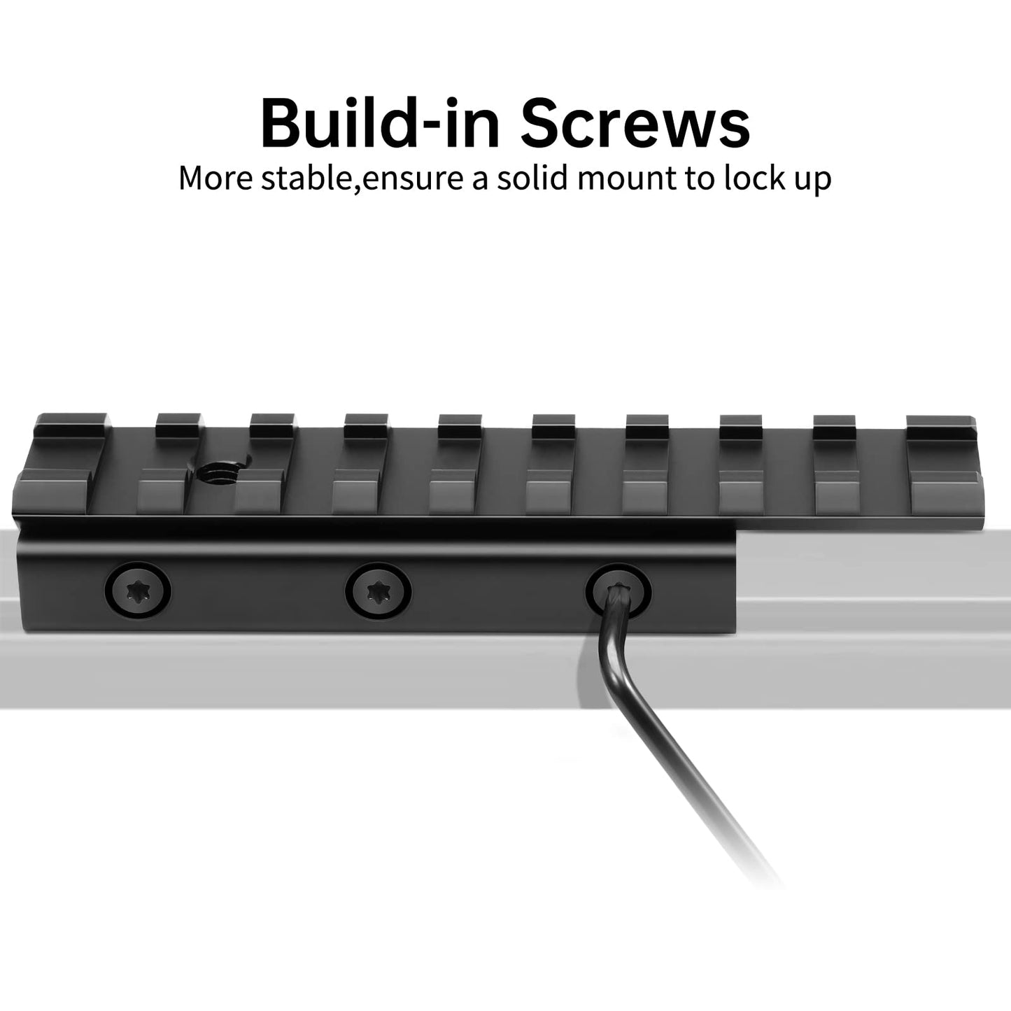 Bontok Dovetail to Picatinny Rail Adapter, 11mm Dovetail to 21mm Upgraded Build-in Locking Screws Picatinny Rail Low Profile Scope Mount Converter Base 3/8" to 7/8" Converter-9 Slots-Black-(2 Pack)