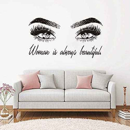 Beautiful Women Eyes Wall Decals Big Eyes Stickers Removable Decor Wall Art for Living Room Bedroom Beauty Salon,Finished Size 25.5"x43.3"