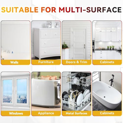 White Touch Up Paint, Multi-Surface Touch Up Paint Pen, White Paint for Chips, Scratches, Interior and Exterior House Paint for Wall Enamel Furniture Appliance Porcelain Cabinet Bath(Semi-Gloss)