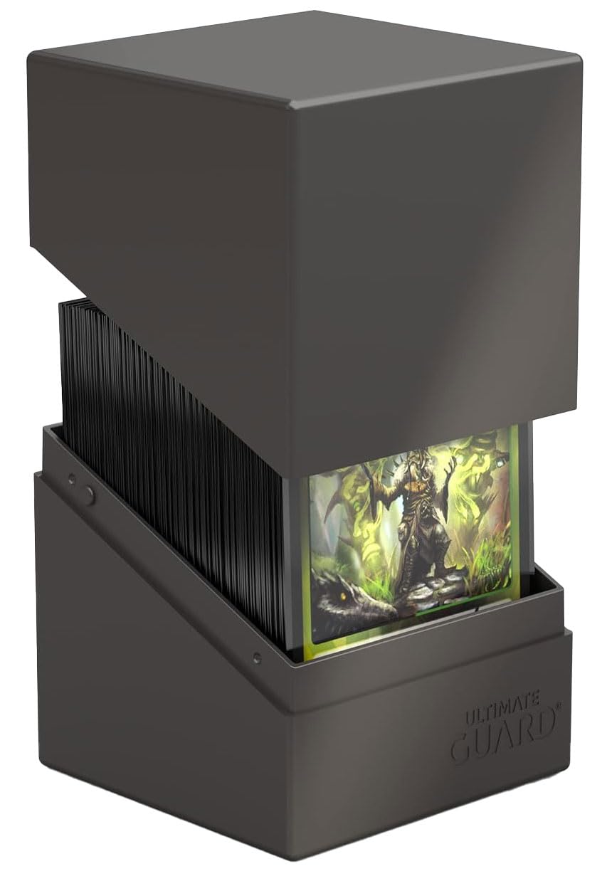 Ultimate Guard Boulder Solid 100+, Deck Case for 100 Double-Sleeved TCG Cards, Grey, Secure & Durable Storage for Trading Card Games, No Transparency