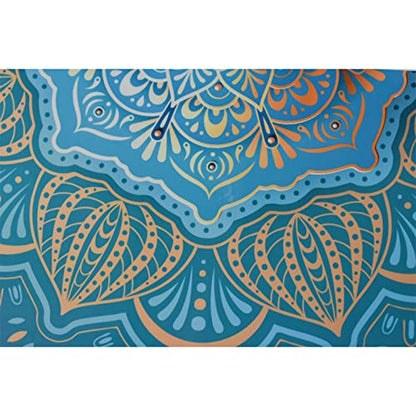 Pinenjoy Large Mandala Wall Decal Blue Lotus Flower Wall Sticker Removable Indian Namaste Vinyl Wall Art Mural 18.5x18.5inch for Yoga Meditation Living Room Bedroom TV Sofa Background Decors