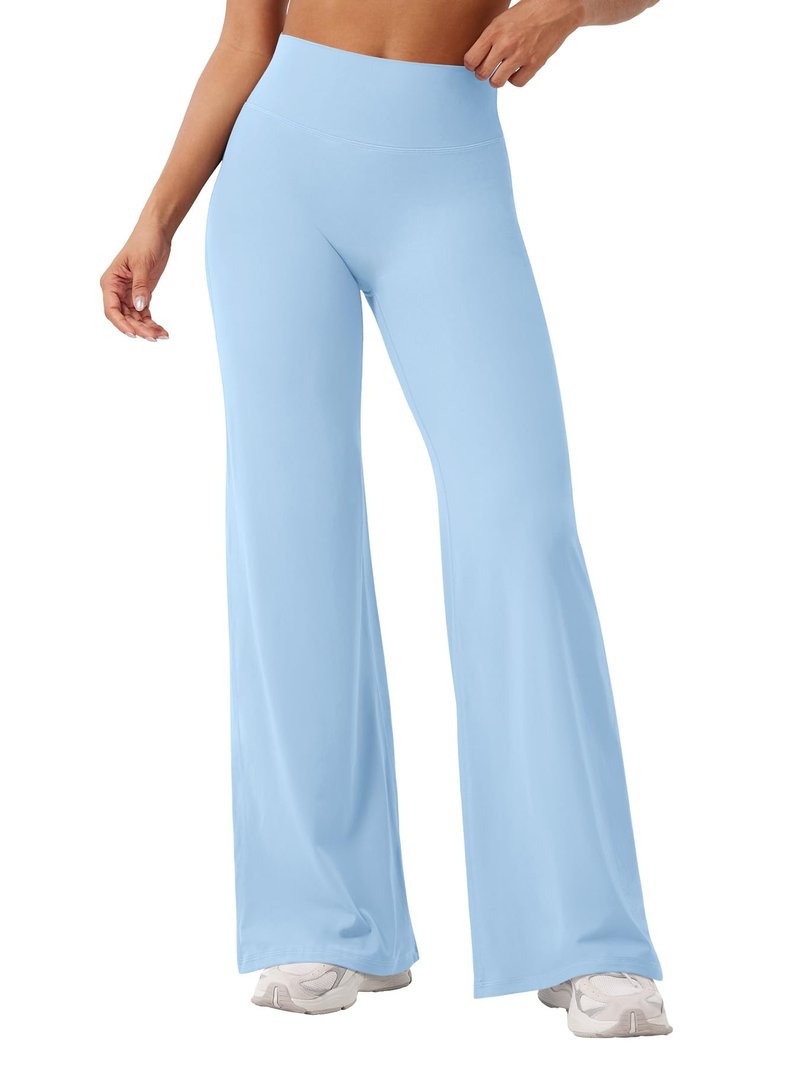 YEOREO Workout Leggings Womens No Front Seam Straight Leggings 31.5" High Waist Buttery Eddiy Gym Yoga Pants Airy Blue M