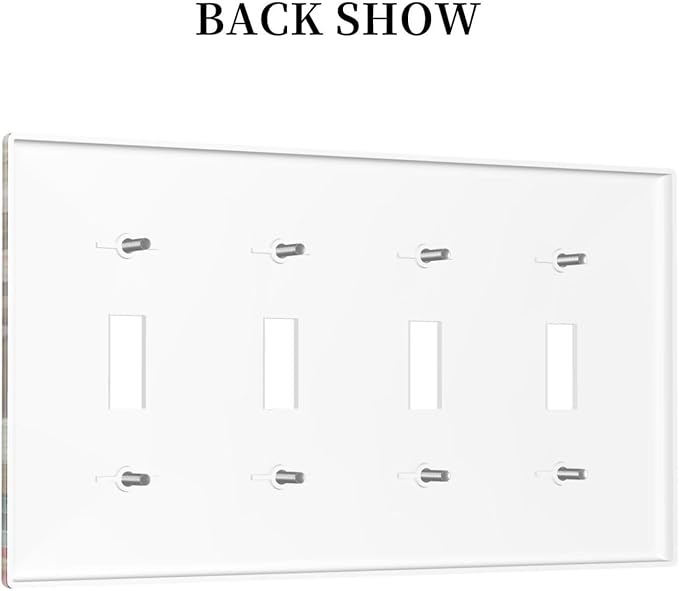 Asian Palace Traditional Bridge Cherry Blossoms Light Switch Covers Quad Toggle 4 Gang Wall Plate Decorative Switchplate Electrical Faceplate for Farmhouse Bathroom Living Decor