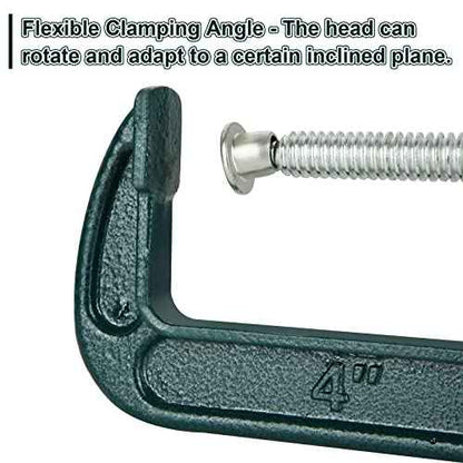 6 Piece 4 Inch C-Clamp Set - Industrial Strength, Quality Iron C Clamps for Woodworking, Welding, and Building(Green)