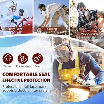 2 Set 6800 Full Face Gas Mask - Anti-fog, Dust-proof Respirator with 2097 & 6001CN Filters Protection for Painting, Chemicals, Polishing, Welding