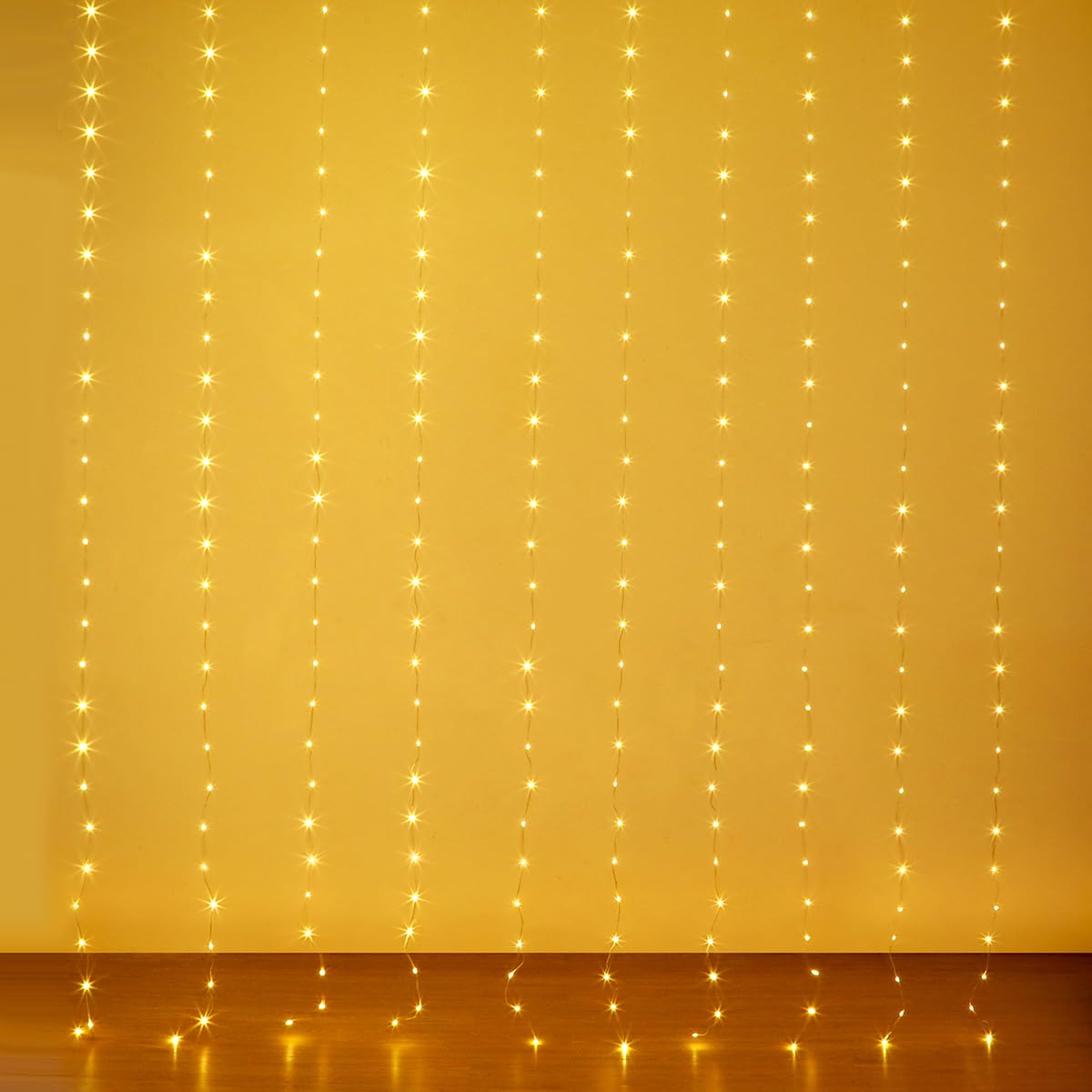 KepStars Curtain Lights 10ft x 10ft, 300 LED Twinkle Fairy String Lights Curtain with Remote & Timer, IP65 Waterproof, USB Powered for Indoor Outdoor Wall Bedroom Backdrop Christmas Decor - Warm White