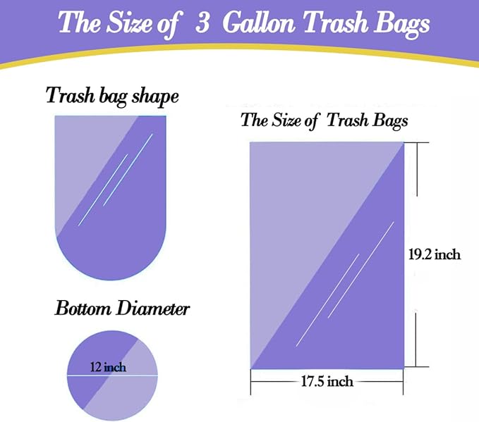 3 Gallon 180pcs Small Gold Trash Bags Plastic Strong Gold Garbage Bags
