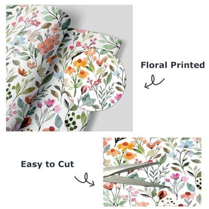 GaliGali Peel & Stick Wallpaper, Watercolor Floral Self-Adhesive, Contact Paper for Bathroom Walls & Cabinets, Vinyl Waterproof, 17.3" x 118", NO.WA05004H-3