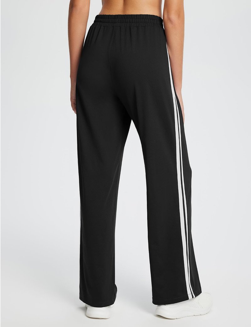 baleaf Womens Track Pants Athletic Running Pants Sweatpants Straight Leg Zipper Pockets Sports Jogging Striped Loose Fit Black/White M