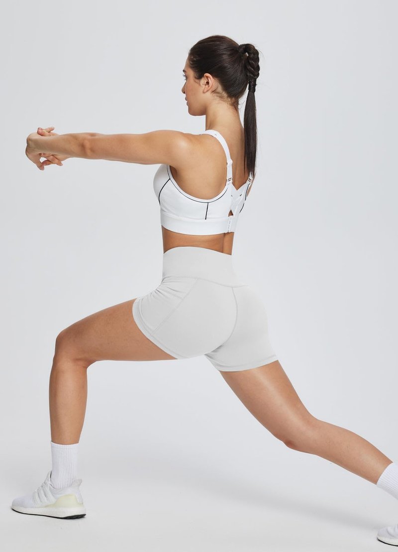 baleaf Gym Shorts Women 3" Biker Workout Yoga Spandex Running Volleyball Tummy Control Compression with Pockets White XXL