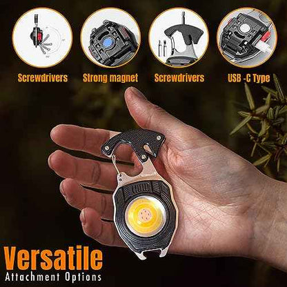 GUARDMAN Stocking Stuffers ? Multitool Survival Keychain Tool, LED Flashlight, Carabiner, Fire Starter, Screwdriver, Whistle, Bottle Opener ? Camping & Outdoor Multi Tool Gear - 1 Pack
