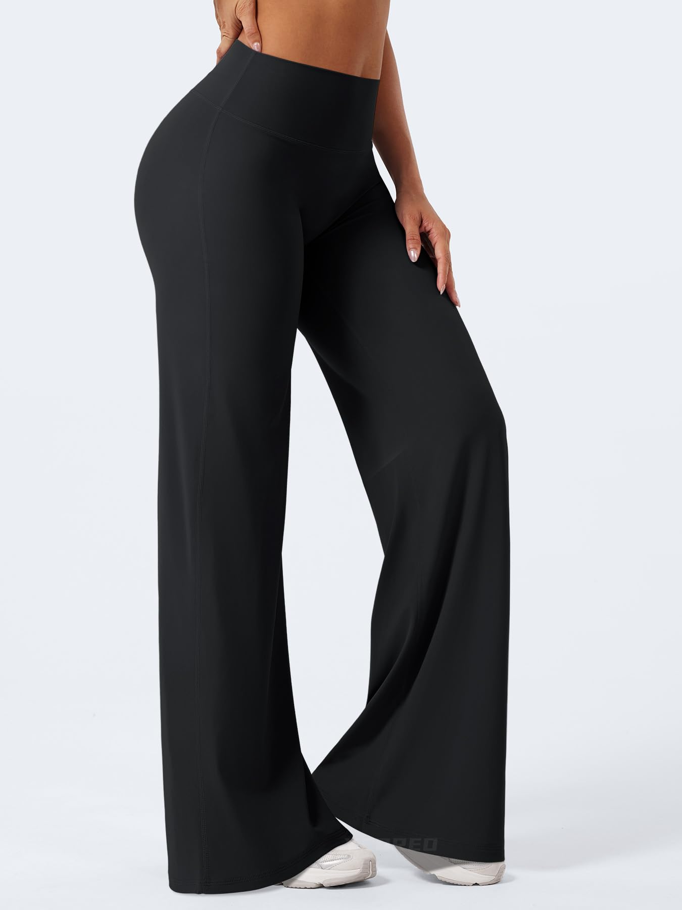 YEOREO Workout Leggings Womens No Front Seam Straight Leggings 35" High Waist Buttery Eddiy Gym Yoga Pants Black M