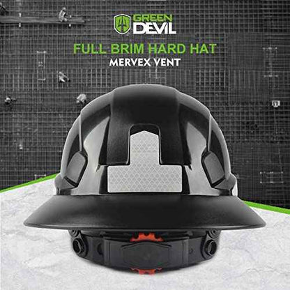 Full Brim Hard Hat Vented Construction Safety Helmet OSHA Approved Cascos De Construccion Work Hardhats with Cooling Towel for Men&Women 6 Point Adjustable Ratchet Suspension