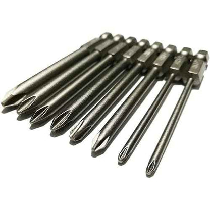 Phillips Screwdriver Bits Set 8pcs includ PH0 PH1 PH2 Screw Head 3Inch Length Cross Bit 1/4 Inch Shank Hex(8pcs Phillips Head 75mm)