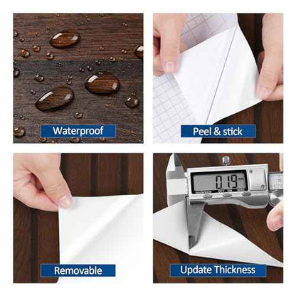 FunStick Brown Slats Wood Wallpaper Peel and Stick Removable Walnut Wood Contact Paper for Cabinets Peel and Stick Wood Slat Wall Panel Wallpaper for Bedroom Bathroom Accent Wall Waterproof 15.8"x80"