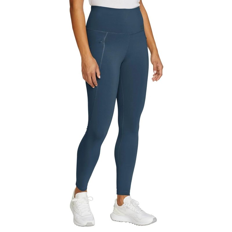 Eddie Bauer Women's Comfort Stretch Moisture Wicking Trail Legging Tight with Pockets (US, Alpha, X-Large, Regular, Regular, Blue)