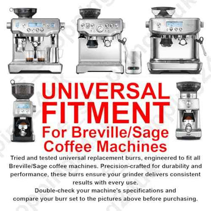 Upper & Lower Precision Fit Conical Burrs for Sage/Breville Barista Espresso Coffee Machines Grinders
