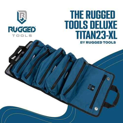 Rugged Tools Titan23-XL Tool Roll - Wrench Roll & Organizer - Canvas Tool Bag & Tool Pouch for Electrician, HVAC, Plumber, Carpenter or Auto Mechanic