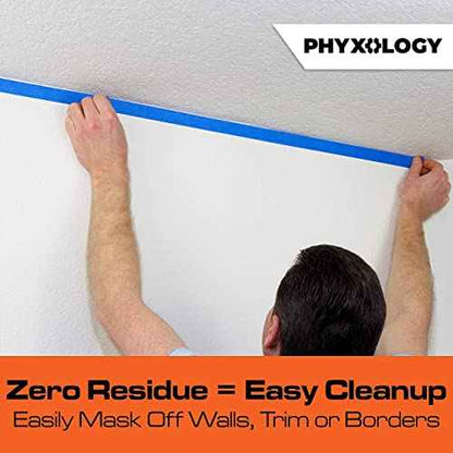 No-Residue 1 Inch, 60 Yard Blue Painters Tape 1 Pk. Easy-Tear, Pro-Grade Removable Masking Tape Great for Home, Office, Commercial Contractor. Clean, Drip-Free Painting w/Wide Crepe Paper Rolls