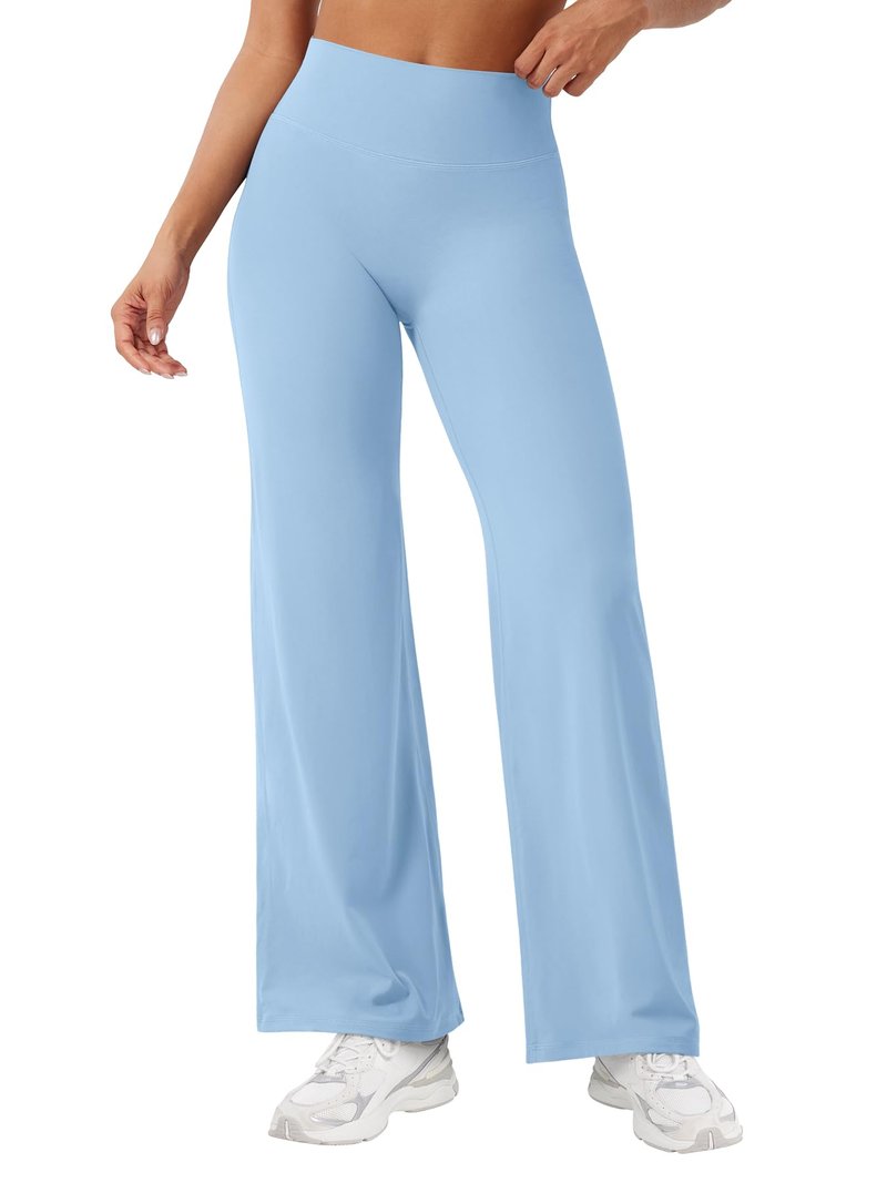 YEOREO Workout Leggings Womens No Front Seam Straight Leggings 29" High Waist Buttery Eddiy Gym Yoga Pants Airy Blue S