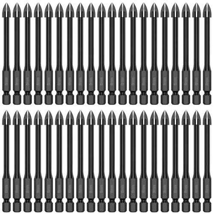 40 PCS Tile Drill Bits 6mm 1/4¡±Masonry Drill Bits Concrete Drill Bit Set Alloy 1/4 Hex Shank for Tile Glass Mirror Ceramic Wood Brick (4 Set,1/4'' 6mm,40pcs)
