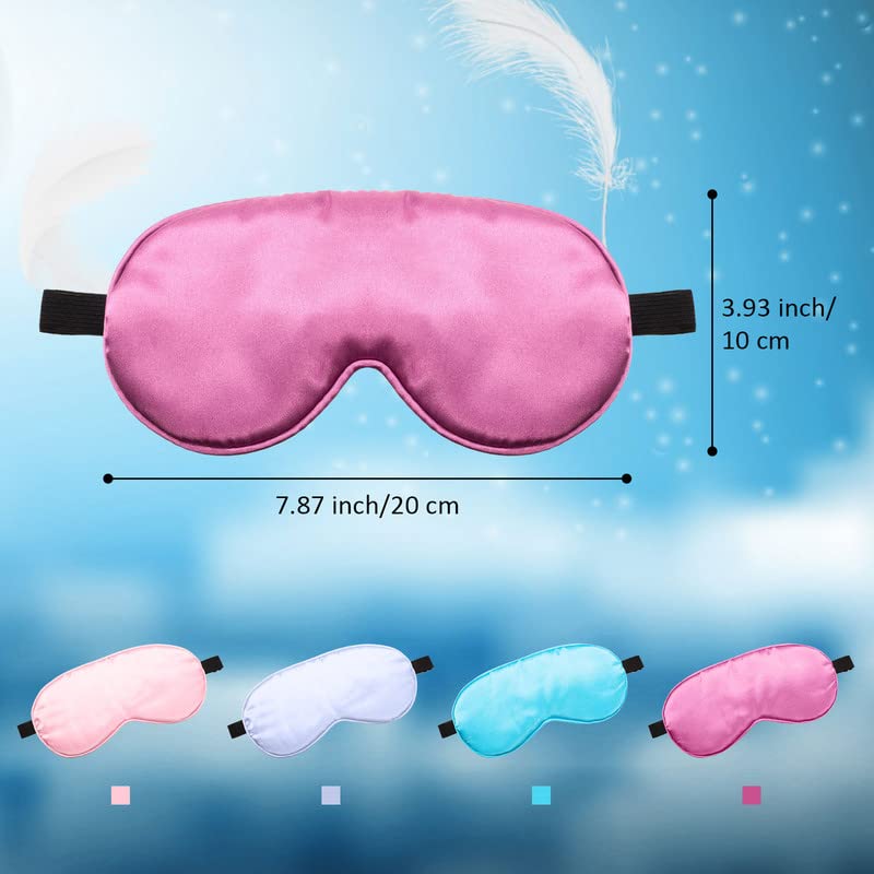 BBTO 4 Pcs Silk Sleep Eye Masks Smooth Soft Satin Eye Covers with Adjustable Strap Blindfold for Sleeping Blocking Out Lights Travel Relaxation (Royal Blue, Dark Green, Navy Blue, Black)