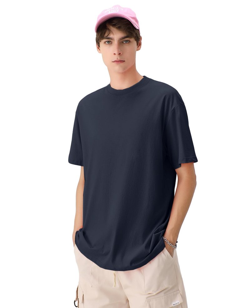3 Pack Mens Oversized T-Shirts Fashion Loose Fit Crewneck Tshirt Streetwear Heavyweight Short Sleeve Tee Shirt Gym Workout Tops(WTNVBK,M)