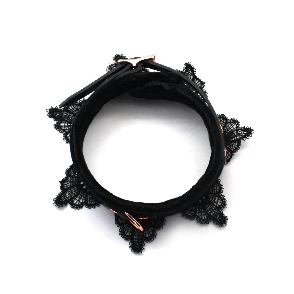 Leather Choker Collar Black Lace Chokers Set for Men Women Girls