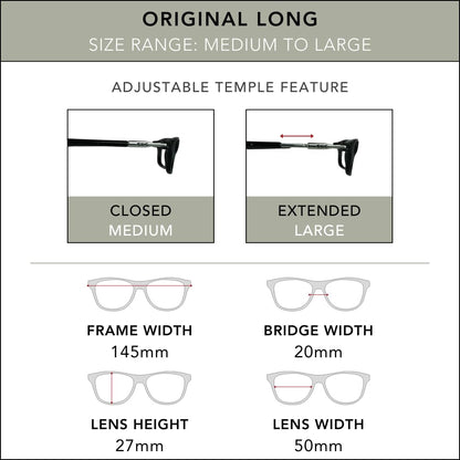 Clic Magnetic Reading Glasses for Men or Women, Computer Readers, Original Long (M-L, Dark Matte Blue, 2.50 Magnification)